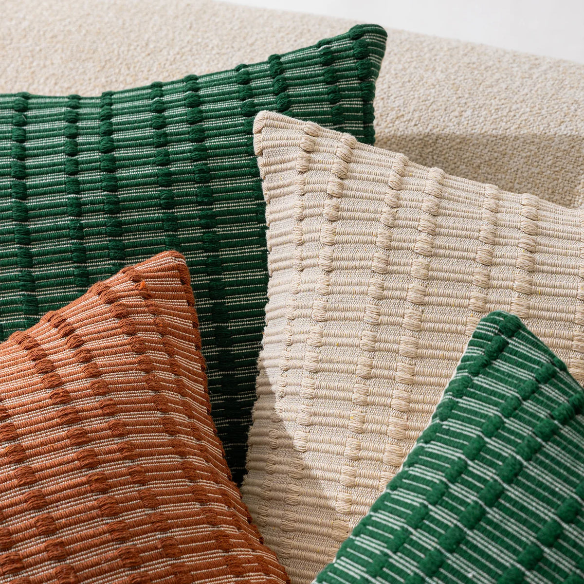 Decorative Throw Pillow Handwoven Relief Texture Hidden Zipper