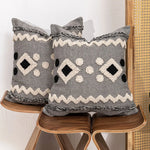 Decorative Throw Pillow Handwoven Tufted Cotton-Blend Removable Zip Cover