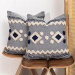 Decorative Throw Pillow Handwoven Tufted Cotton-Blend Removable Zip Cover