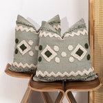 Decorative Throw Pillow Handwoven Tufted Cotton-Blend Removable Zip Cover