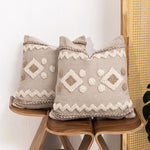 Decorative Throw Pillow Handwoven Tufted Cotton-Blend Removable Zip Cover