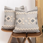 Decorative Throw Pillow Handwoven Tufted Cotton-Blend Removable Zip Cover