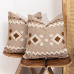 Decorative Throw Pillow Handwoven Tufted Cotton-Blend Removable Zip Cover