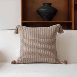Decorative Throw Pillow Linen-Feel Cover & Handwoven Jute Trim