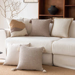 Decorative Throw Pillow Linen-Feel Cover & Handwoven Jute Trim