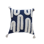 Decorative Throw Pillow Tufted Sherpa Tassel Corners 17.7 Inch