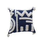 Decorative Throw Pillow Tufted Sherpa Tassel Corners 17.7 Inch