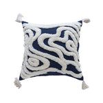Decorative Throw Pillow Tufted Sherpa Tassel Corners 17.7 Inch