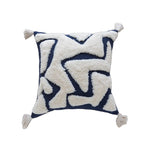 Decorative Throw Pillow Tufted Sherpa Tassel Corners 17.7 Inch