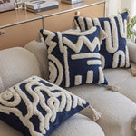 Decorative Throw Pillow Tufted Sherpa Tassel Corners 17.7 Inch