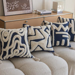 Decorative Throw Pillow Tufted Sherpa Tassel Corners 17.7 Inch
