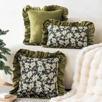 Decorative Throw Pillow Velvet Ruffled Flange Plush Insert