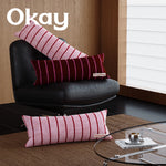 Decorative Throw Pillow Velvet Vertical Stripe Removable Cover