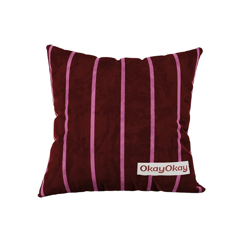 Decorative Throw Pillow Velvet Vertical Stripe Removable Cover