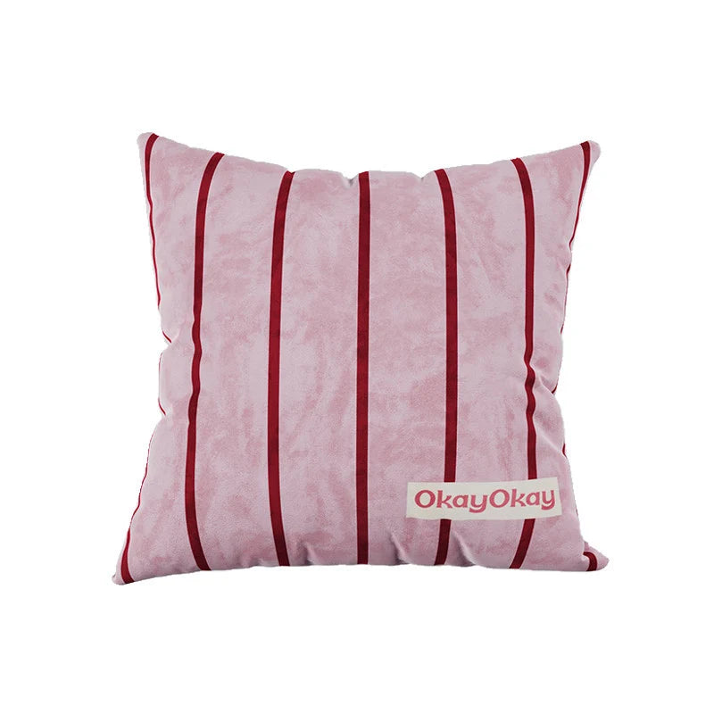Decorative Throw Pillow Velvet Vertical Stripe Removable Cover