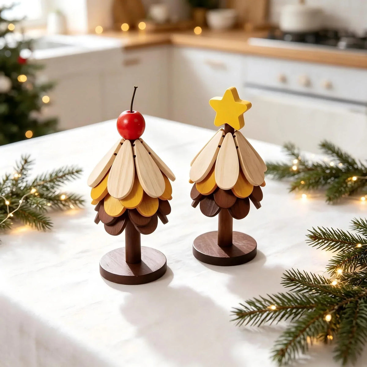 Decorative Tree Figure Sustainably Treated Wood & Vibrant Leaves