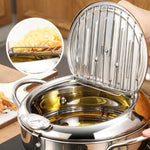 Deep Fryer Pot Removable Thermometer Splatter-Reducing Lid