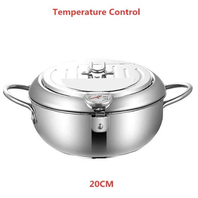 Deep Fryer Pot Removable Thermometer Splatter-Reducing Lid