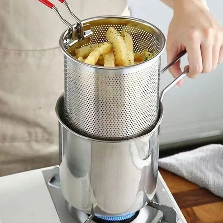 Deep Frying Pot Stainless Steel Oil-Saving 1.2L