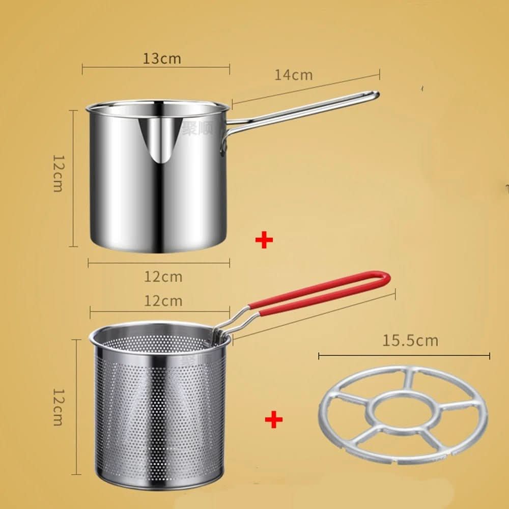 Deep Frying Pot Stainless Steel Oil-Saving 1.2L