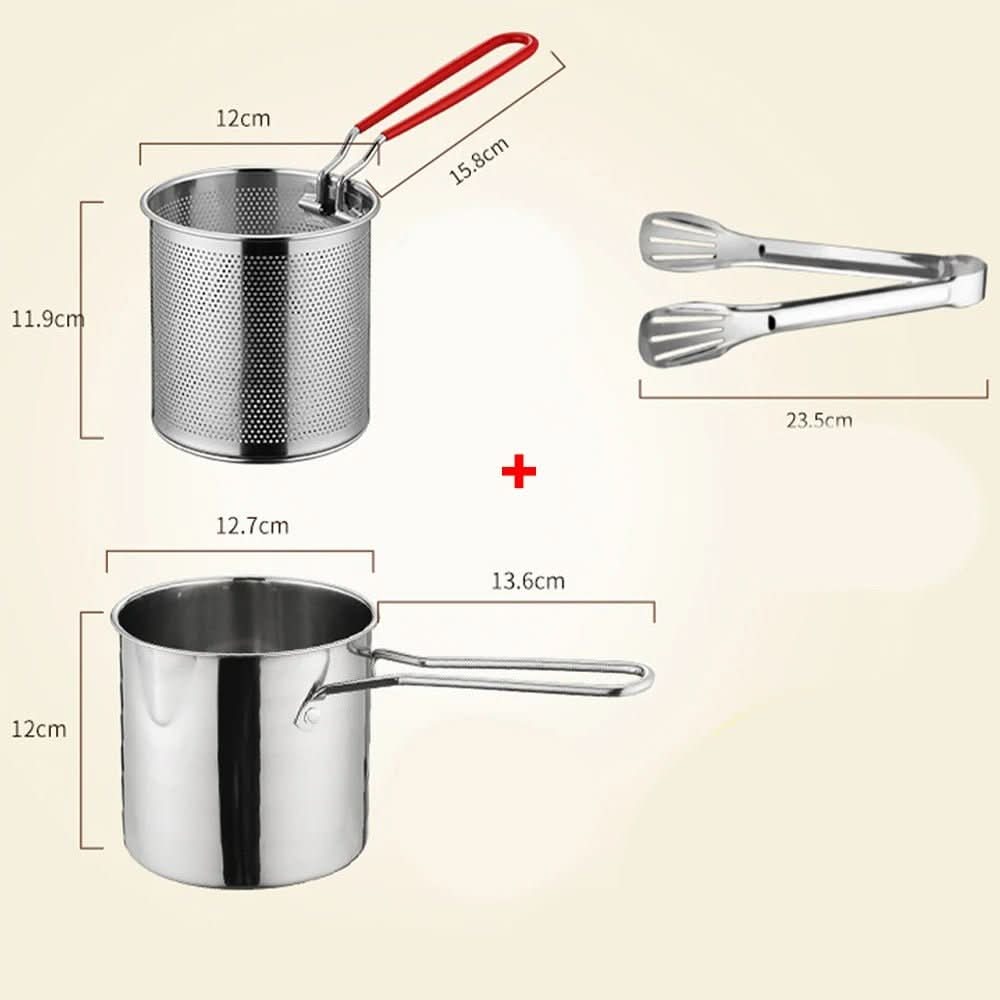Deep Frying Pot Stainless Steel Oil-Saving 1.2L