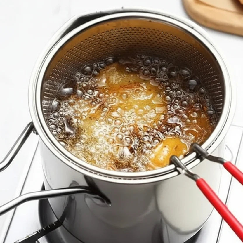 Deep Frying Pot Stainless Steel Oil-Saving 1.2L