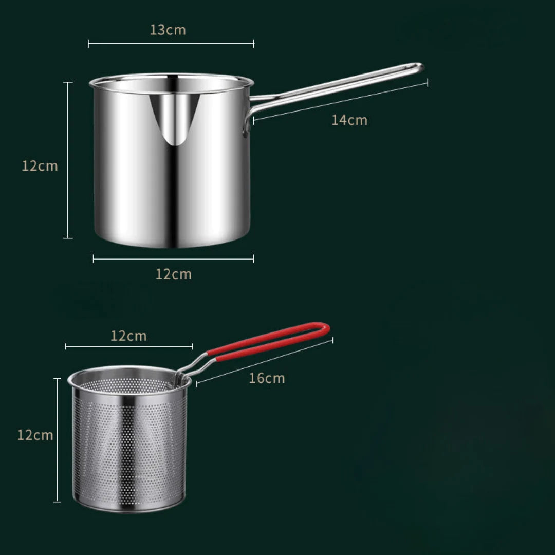 Deep Frying Pot Stainless Steel Oil-Saving 1.2L