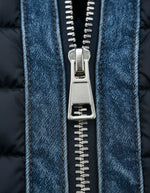 Denim Jacket Quilted Lining Stand Collar Front Zipper