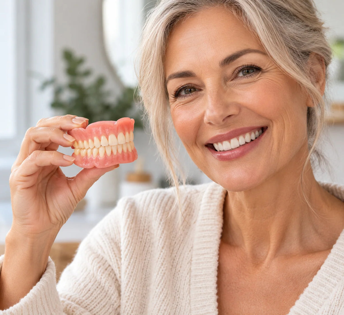 Denture Set Custom-Molded Suction Fit No Adhesive Needed
