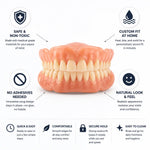 Denture Set Custom-Molded Suction Fit No Adhesive Needed