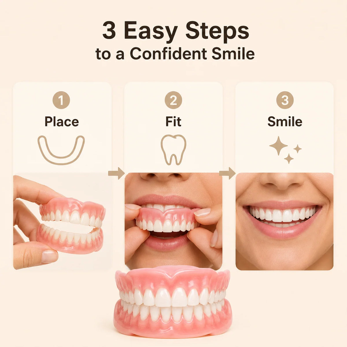 Denture Set Full Upper & Lower Flexible Suction Fit