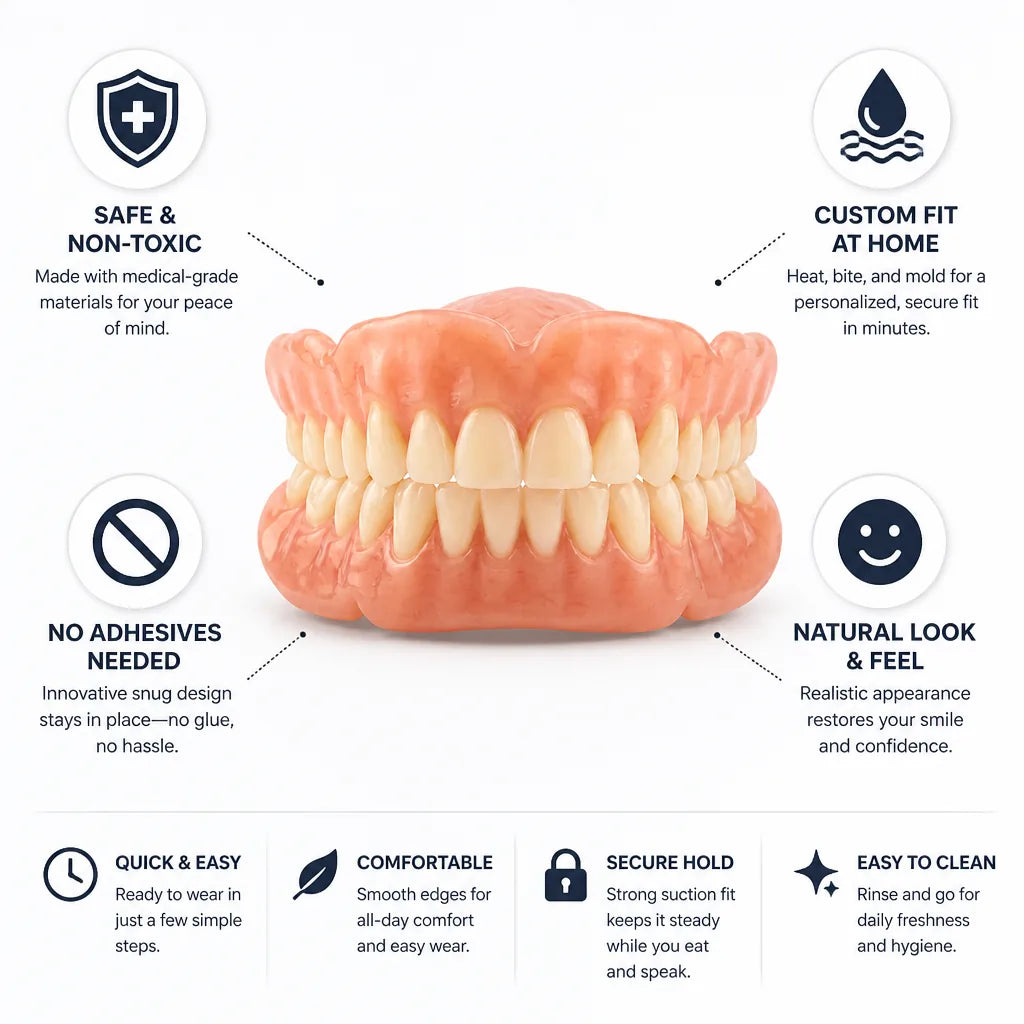 Denture Set Heat-Forming At-Home Fit No Adhesive