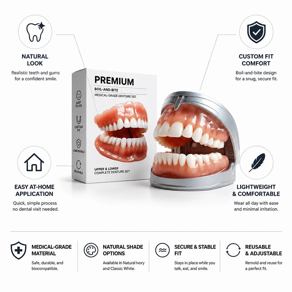 Denture Set Heat-Moldable Upper & Lower Custom Fit