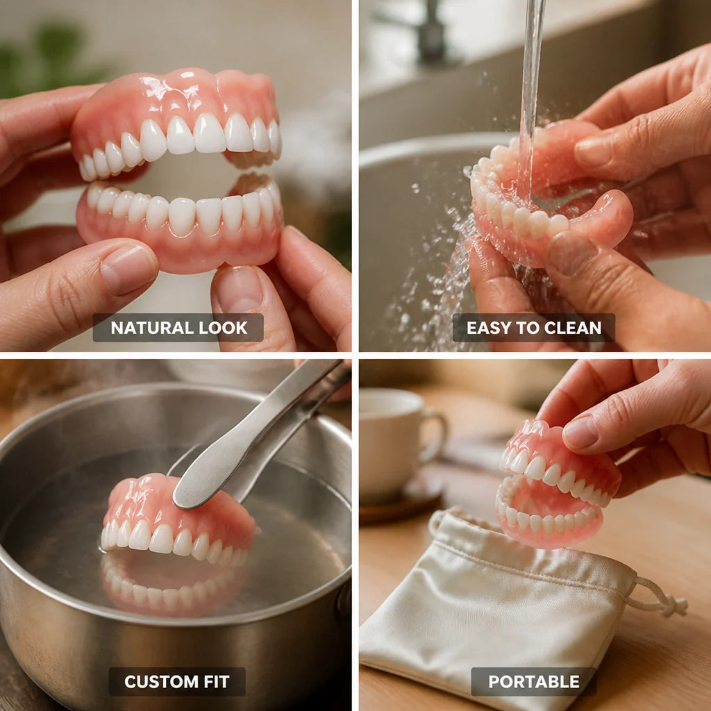 Denture Set Natural-Looking Boil-and-Bite Upper & Lower