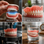 Dentures Custom-Fit Upper & Lower 12-Hour Hold Without Glue