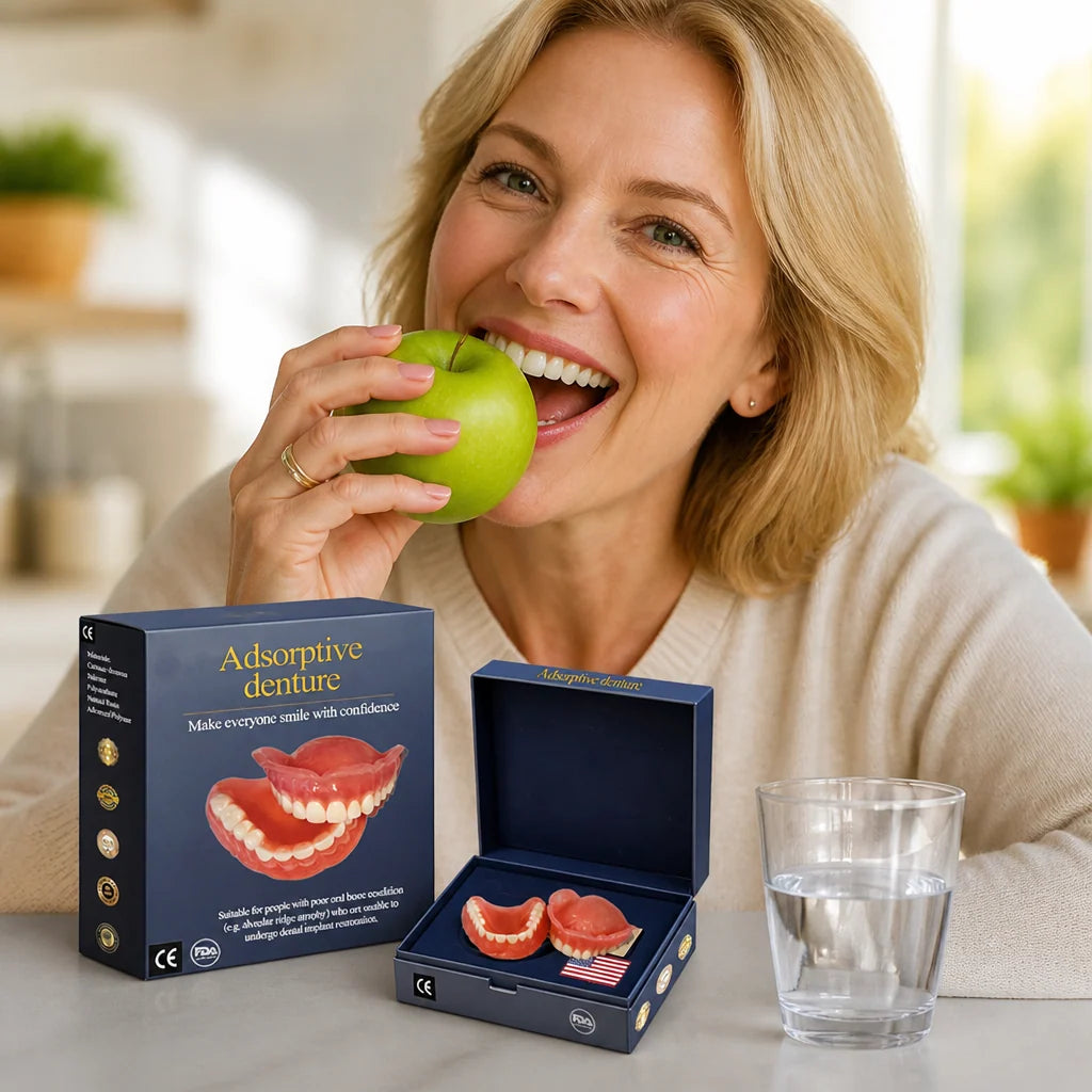 Dentures Custom-Fit Upper & Lower 12-Hour Hold Without Glue