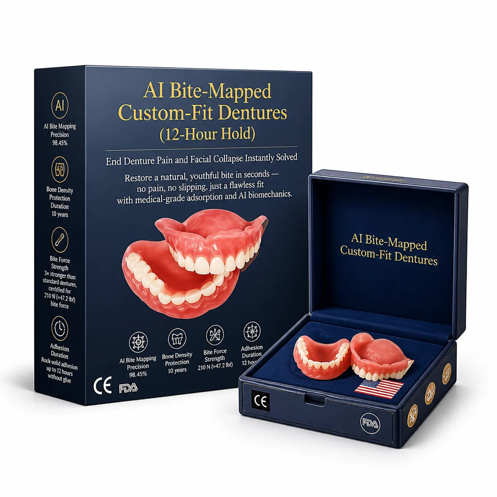 Dentures Custom-Fit Upper & Lower 12-Hour Hold Without Glue