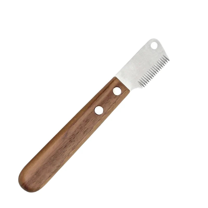 Deshedding Brush Wooden Handle Metal Teeth
