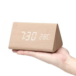 Desk Clock Wooden LED Voice-Activated Alarm Function