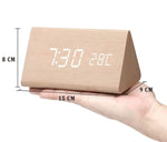 Desk Clock Wooden LED Voice-Activated Alarm Function