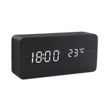 Desk Clock Wooden LED Voice-Activated Alarm Function