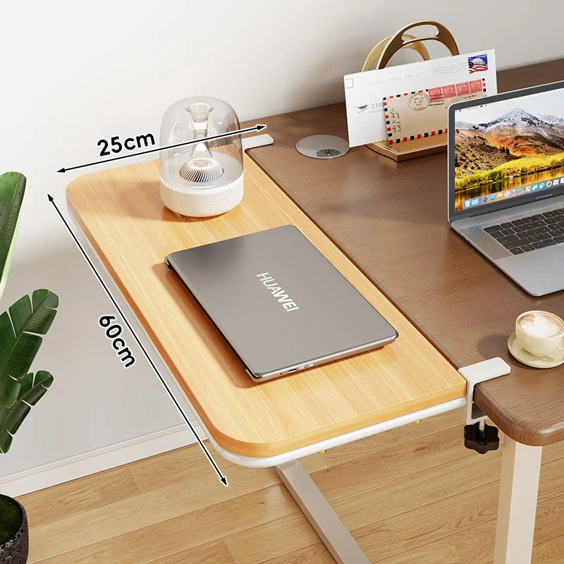 Desk Extension Shelf Bamboo Clamp-On Space-Saving