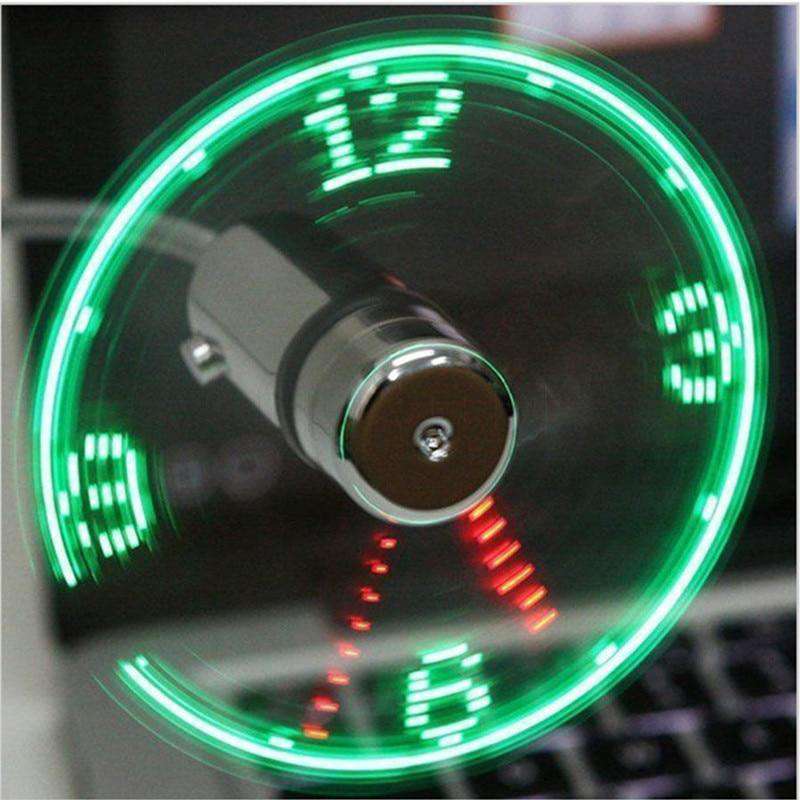 Desk Fan USB LED Clock Flexible Neck Soft Blades