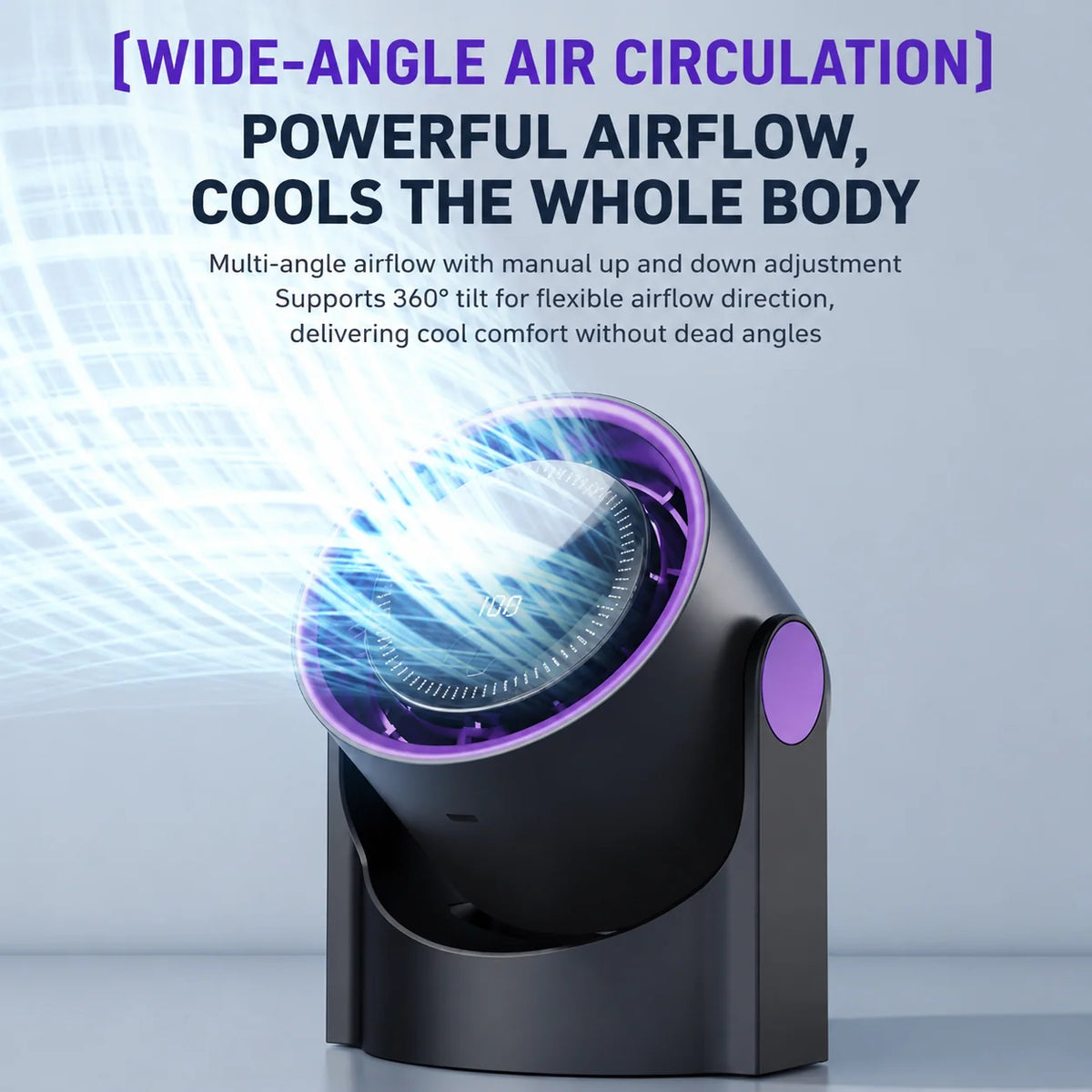 Desk Fan USB-Powered Adjustable Airflow Oscillation
