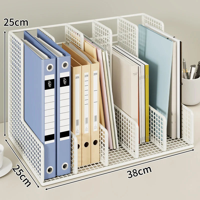 Desk File Organizer Powder-Coated Metal Mesh Adjustable Dividers