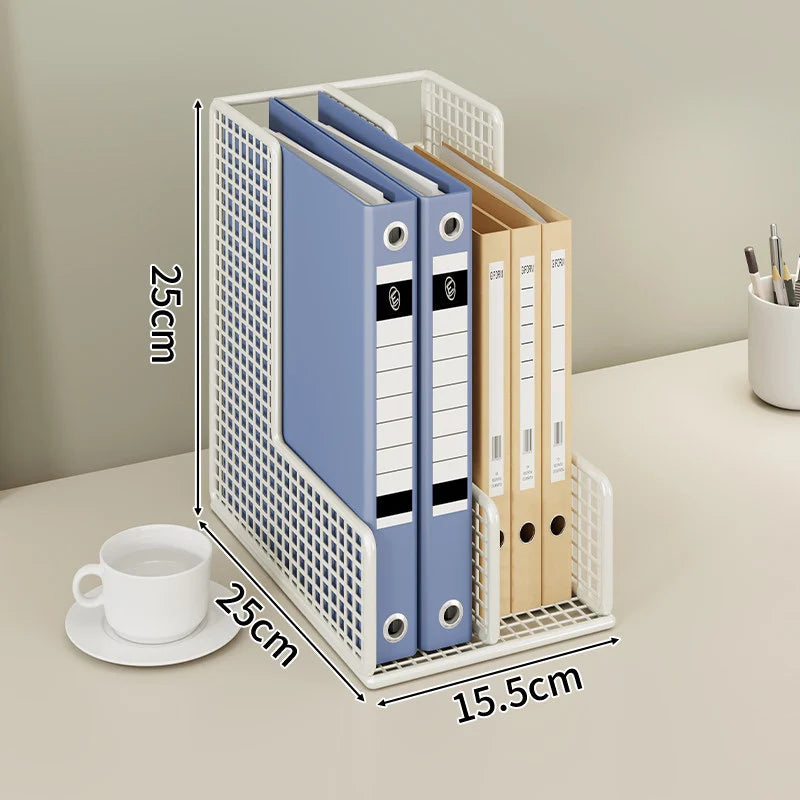 Desk File Organizer Powder-Coated Metal Mesh Adjustable Dividers