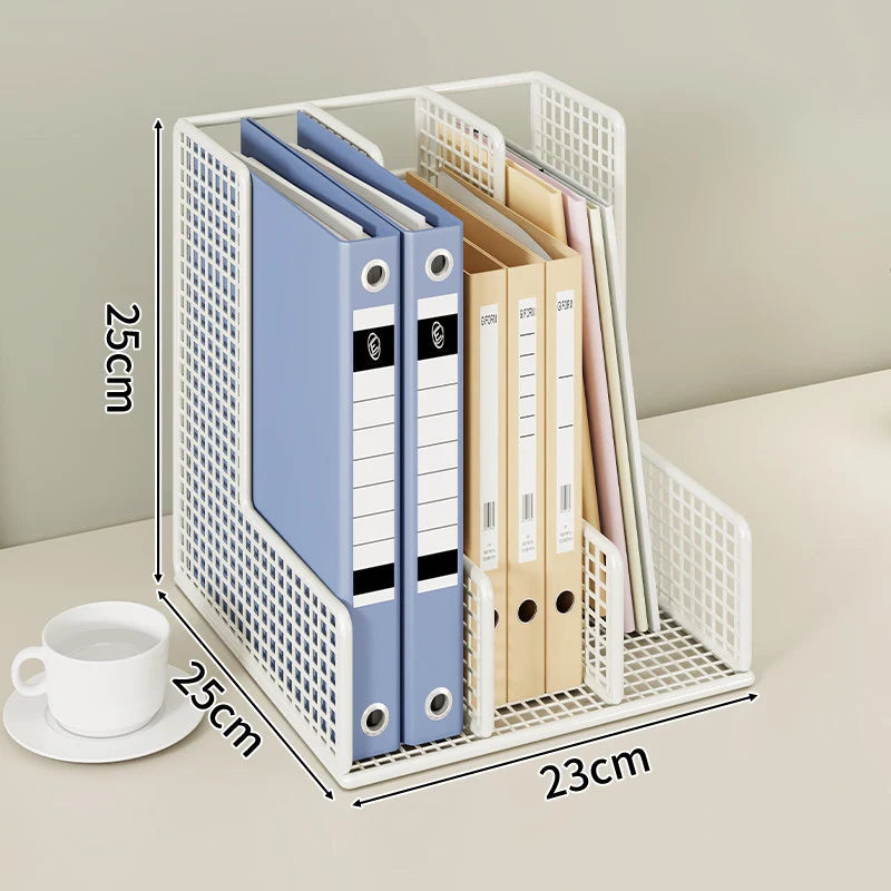 Desk File Organizer Powder-Coated Metal Mesh Adjustable Dividers