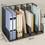 Desk File Organizer Powder-Coated Metal Mesh Adjustable Dividers