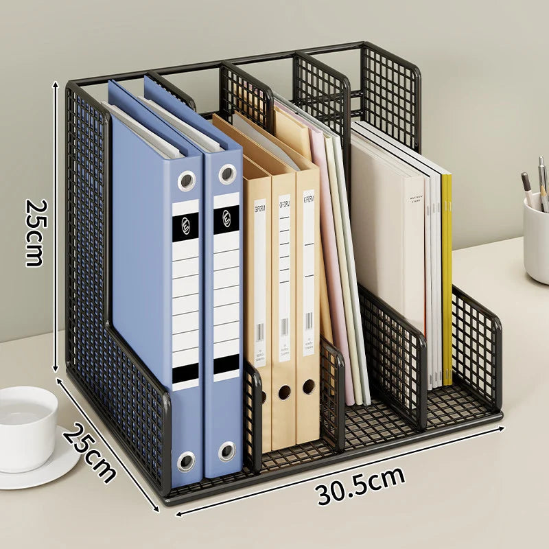 Desk File Organizer Powder-Coated Metal Mesh Adjustable Dividers
