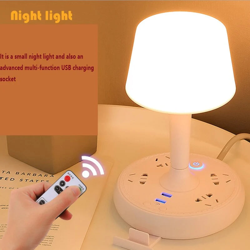 Desk Lamp Built-In Power Strip & Phone Holder